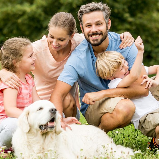 MAC Animal Hospital staff holding puppies corner of modern building